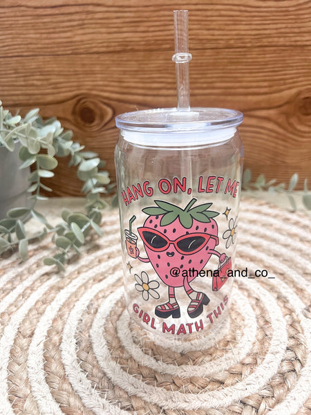 Girl Math Strawberry tumbler